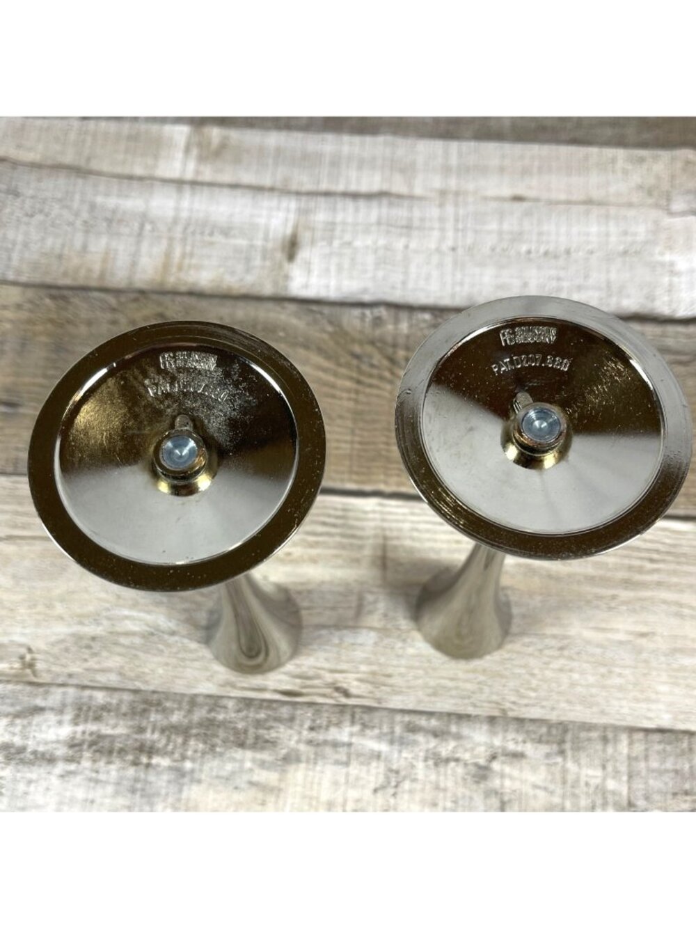 Vintage Pair Solingen Germany Steel Trumpet Candle Holder MCM Taper Candlesticks - Picture 5 of 9